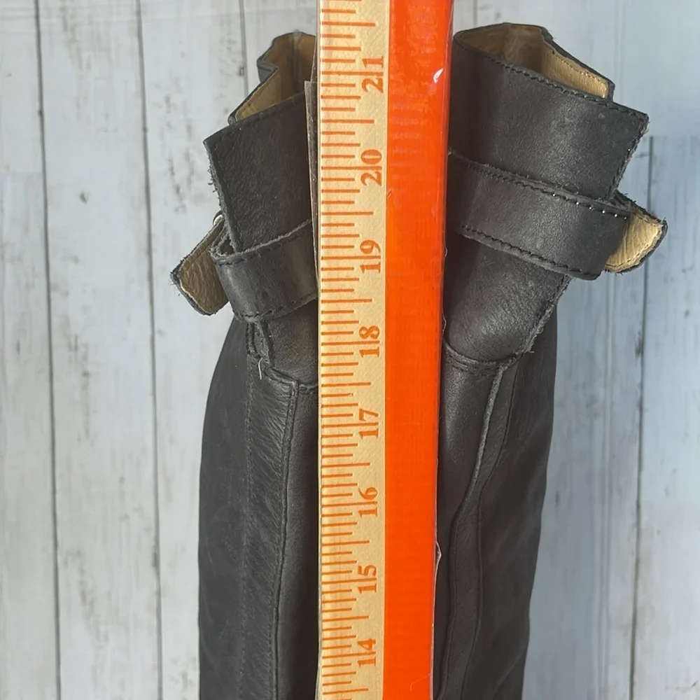 Juicy Couture Black Leather Square Toe Over The Knee Boots